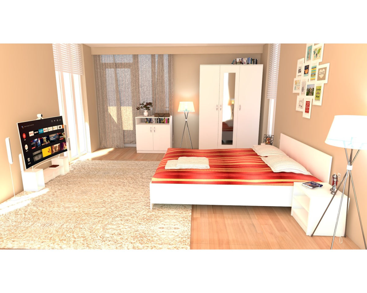 Dormitor Soft Alb cu pat 140x200 cm