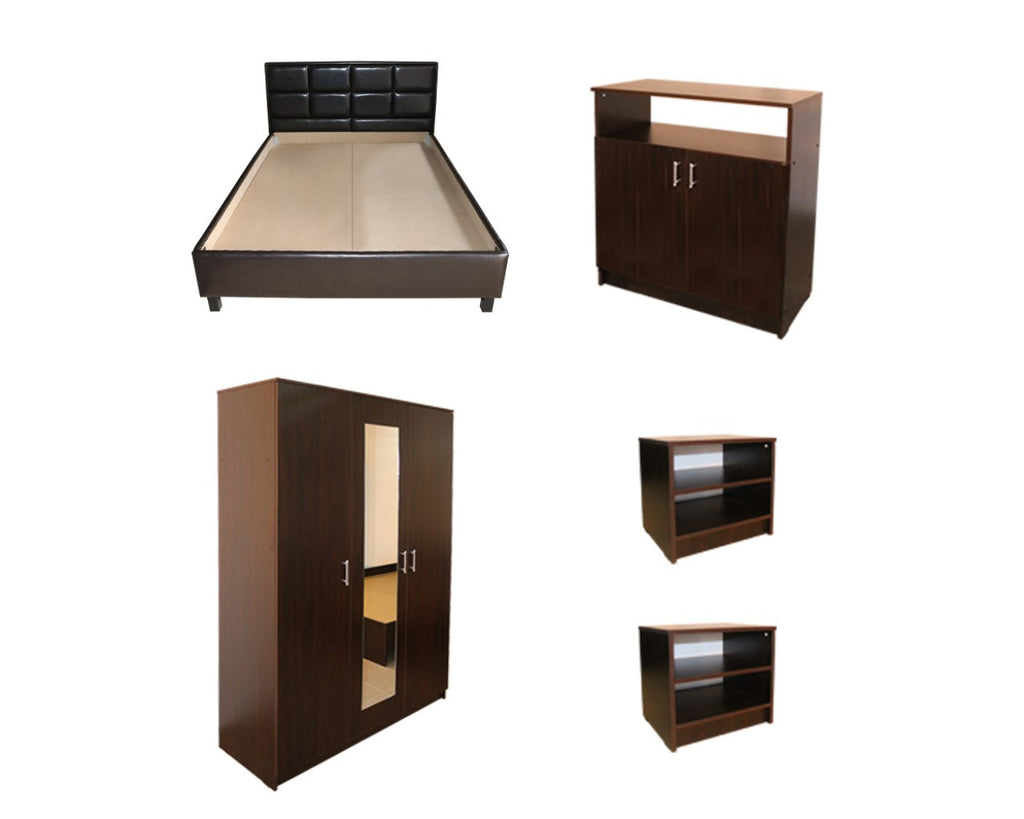 Dormitor Soft Wenge cu pat tapitat Wenge pentru saltea 120x200 cm