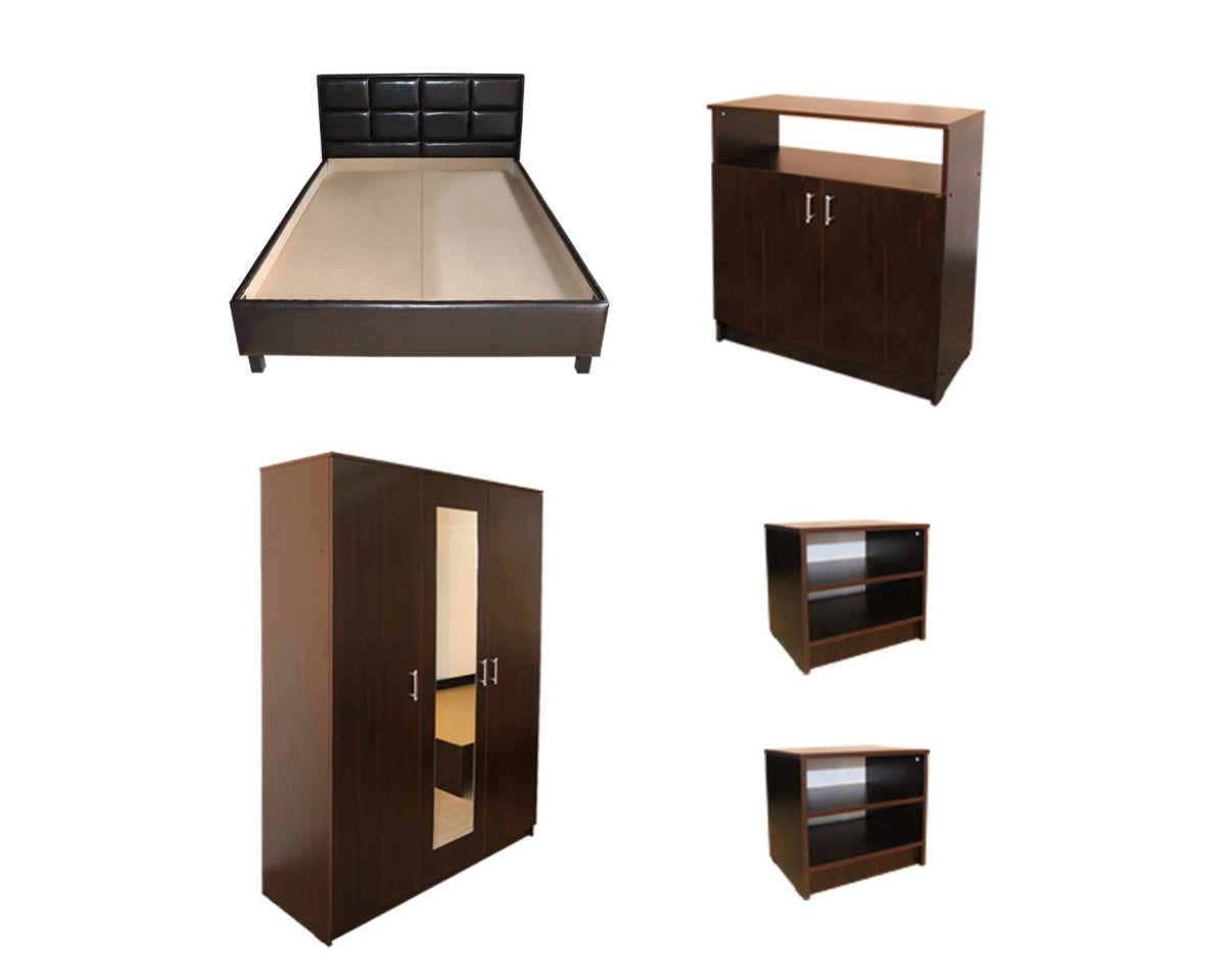 Dormitor Soft Wenge cu pat tapitat Wenge pentru saltea 120x200 cm