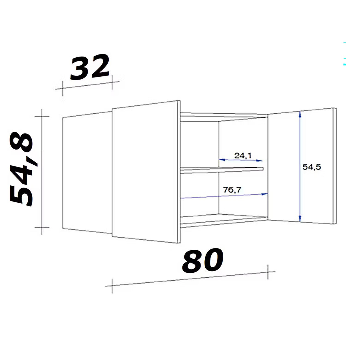 Dulap de perete Stenkista  - Lățime: 80 cm