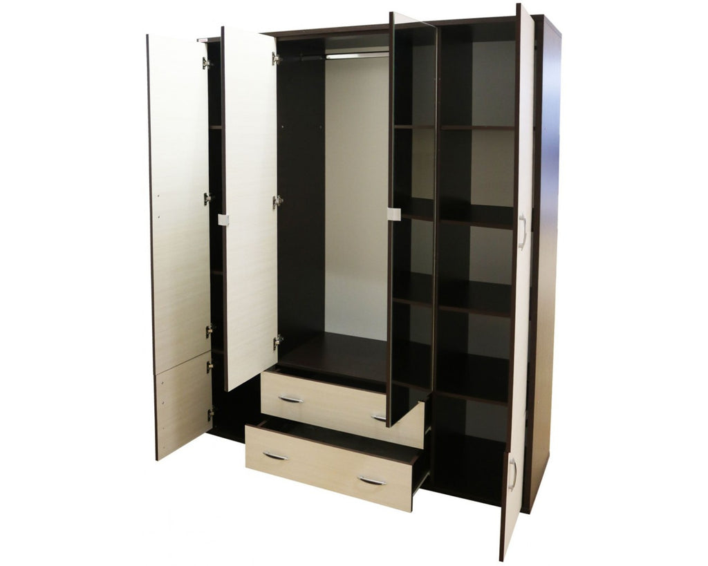 Dormitor Torino cu pat cu somiera metalica rabatabila 160x200 cm wenge / ladin