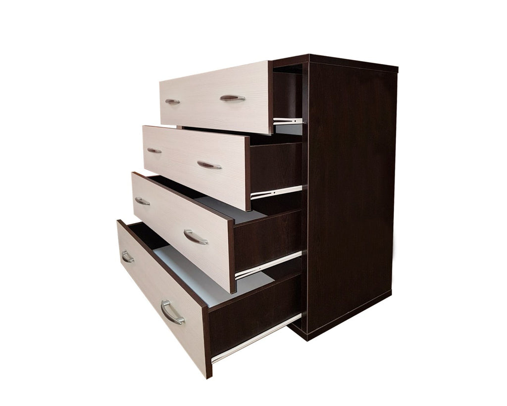 Dormitor Torino cu pat cu somiera metalica rabatabila 140x200 cm wenge / ladin