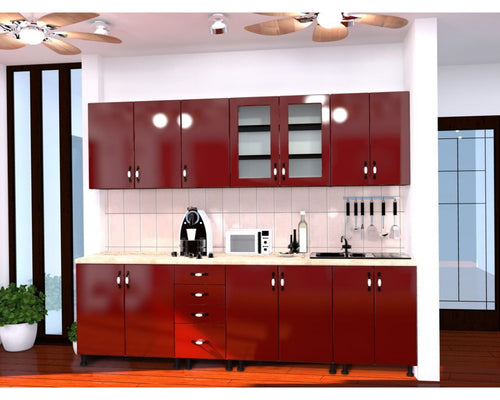 Bucatarie Zebra 2.6 metri MDF rosu simpu