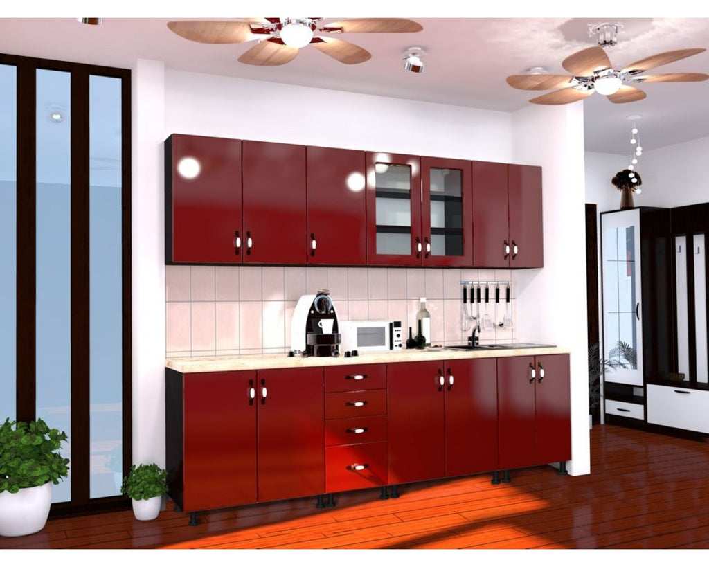 Bucatarie Zebra 2.6 metri MDF rosu simpu
