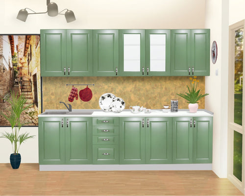 Bucatarie Zebra 2.6m MDF verde - frezare dreptunghi
