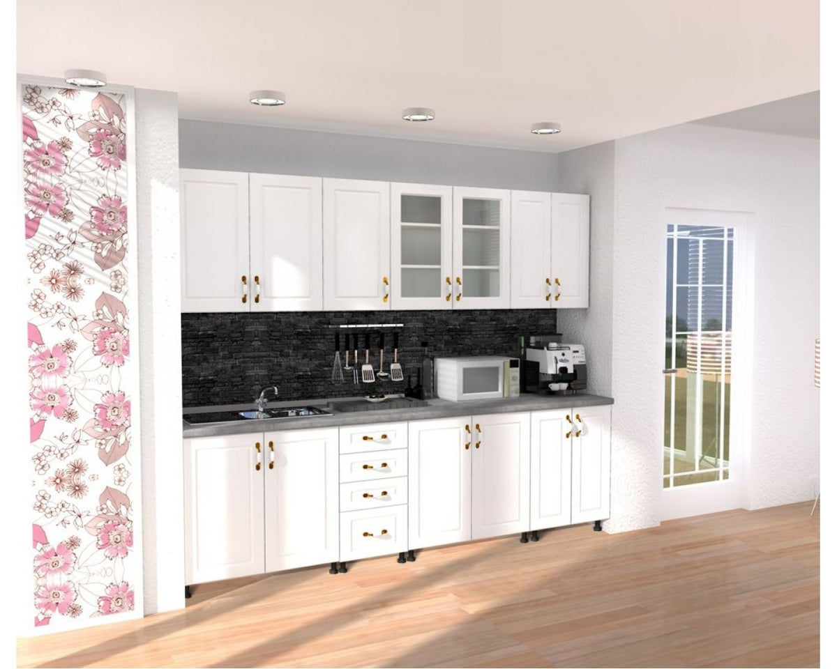 Bucatarie Zebra 2.6 metri MDF Alb