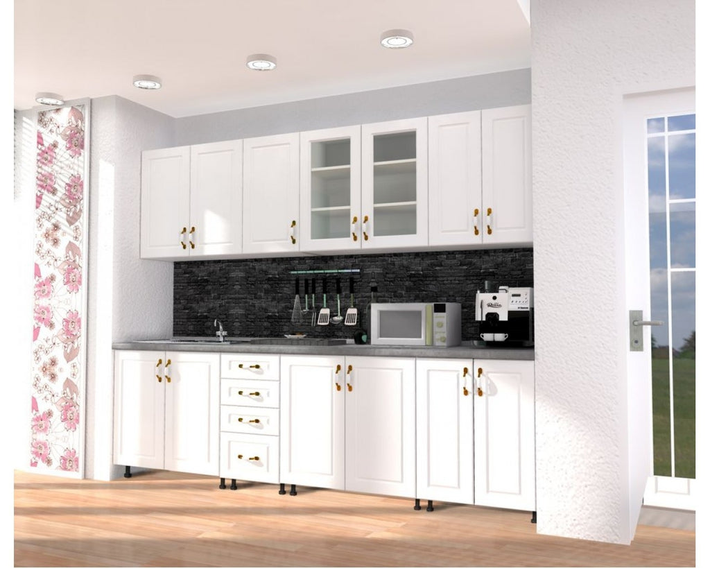 Bucatarie Zebra 2.6 metri MDF Alb